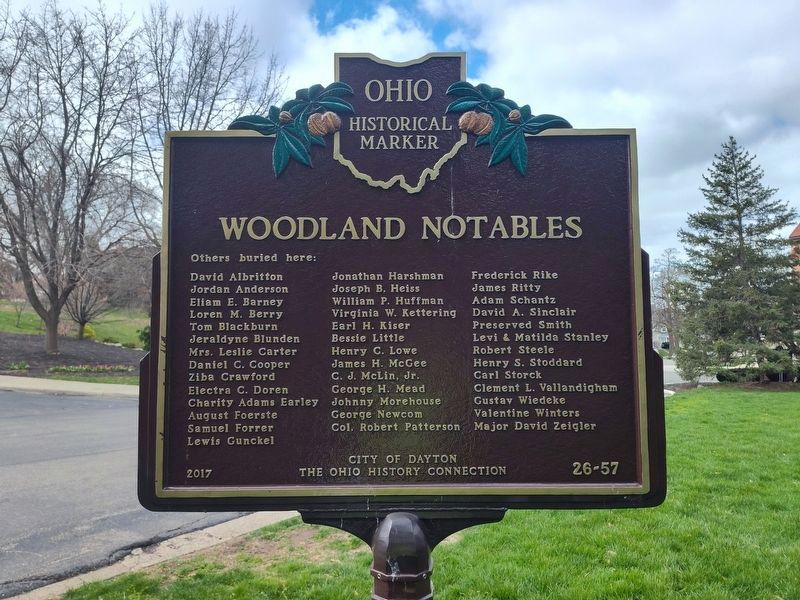 Woodland Cemetery and Arboretum Marker. Click for full size. Woodland Cemetery and Arboretum Marker image. Click for full size.