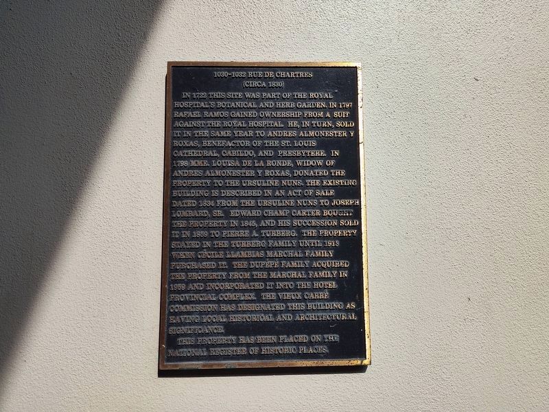 1030-1032 Rue de Chartres Marker. Click for full size. 1030-1032 Rue de Chartres Marker image. Click for full size.