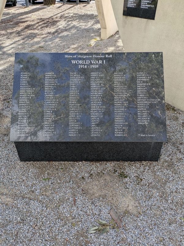 Honour Roll World War I Marker. Click for full size. Honour Roll World War I Marker image. Click for full size.