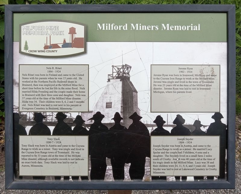 Milford Miners Memorial Marker image. Click for full size.
