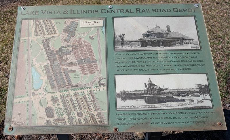 Lake Vista & Illinois Central Railroad Depot Marker. Click for full size. Lake Vista & Illinois Central Railroad Depot Marker image. Click for full size.