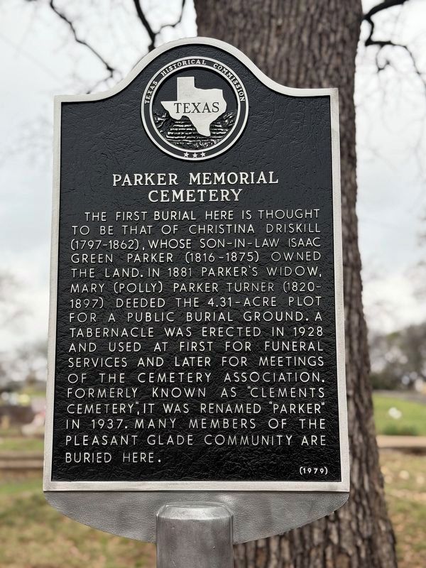 Parker Memorial Cemetery Marker image. Click for full size.