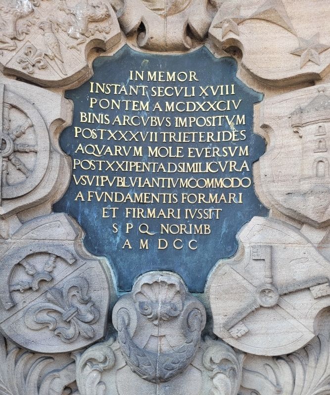 Bridge inscription of the Heilig-Geist-Spital (Pegnitz Bridge) Marker. Click for full size. Bridge inscription of the Heilig-Geist-Spital (Pegnitz Bridge) Marker image. Click for full size.