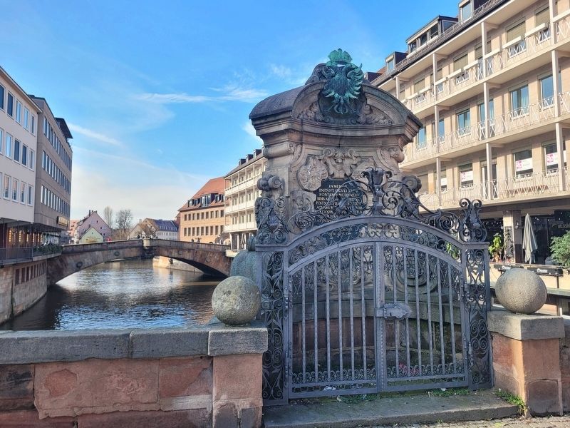 Bridge inscription of the Heilig-Geist-Spital (Pegnitz Bridge) Marker. Click for full size. Bridge inscription of the Heilig-Geist-Spital (Pegnitz Bridge) Marker image. Click for full size.