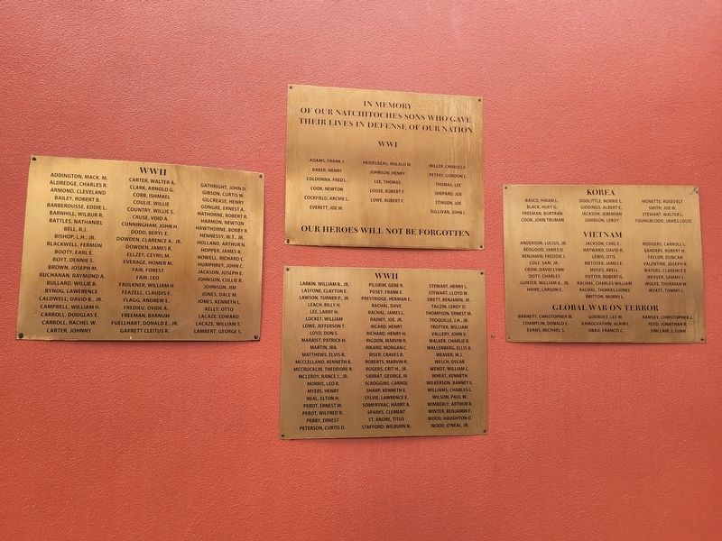 Natchitoches Parish Veterans and Memorial Park Marker. Click for full size. Natchitoches Parish Veterans and Memorial Park Marker image. Click for full size.