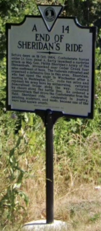 End of Sheridans Ride Marker. Click for full size. End of Sheridans Ride Marker image. Click for full size.