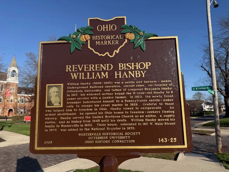 Reverend Bishop William Hanby side of the marker image. Click for full size.