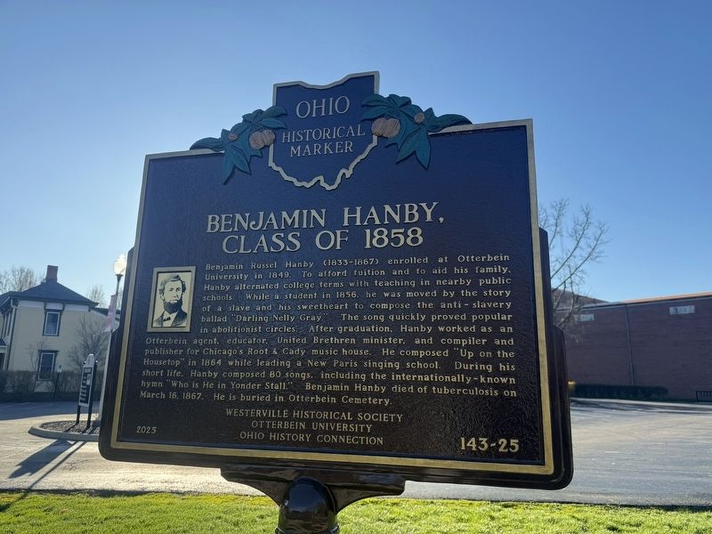 Benjamin Hanby, Class of 1858 side of the marker image. Click for full size.