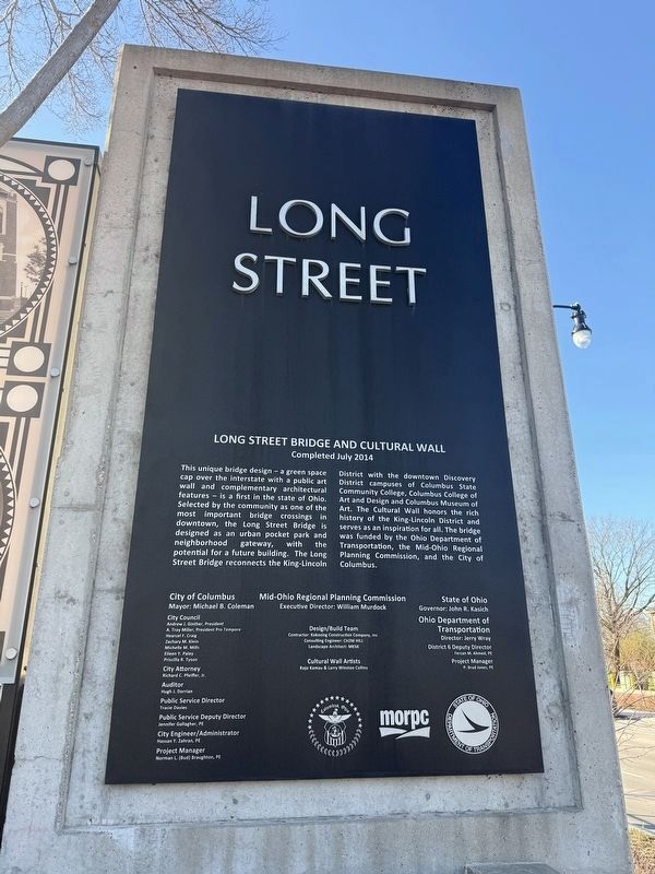 Long Street Bridge and Cultural Wall Marker. Click for full size. Long Street Bridge and Cultural Wall Marker image. Click for full size.