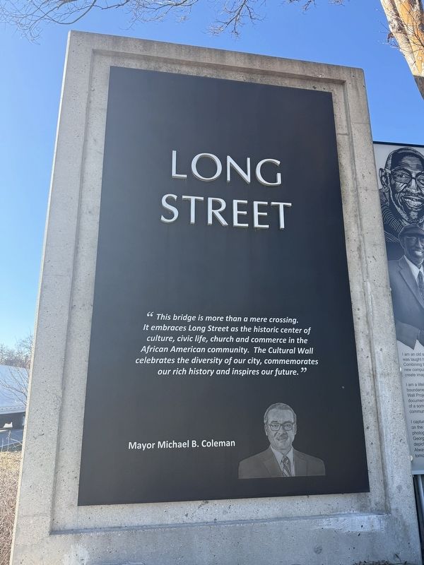 The Mayor's Dedication on the Long Street Bridge and Cultural Wall. Click for full size. The Mayor's Dedication on the Long Street Bridge and Cultural Wall image. Click for full size.