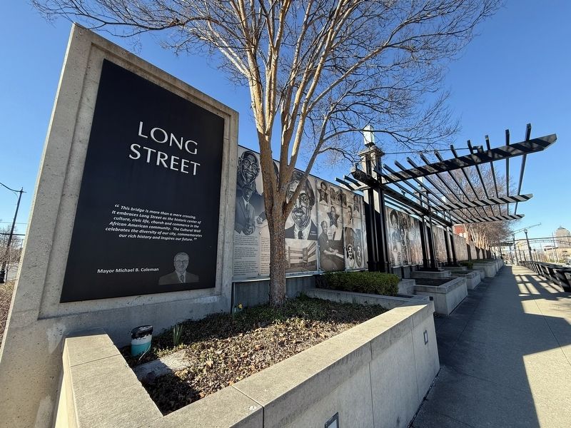Long Street Bridge and Cultural Wall Marker. Click for full size. Long Street Bridge and Cultural Wall Marker image. Click for full size.
