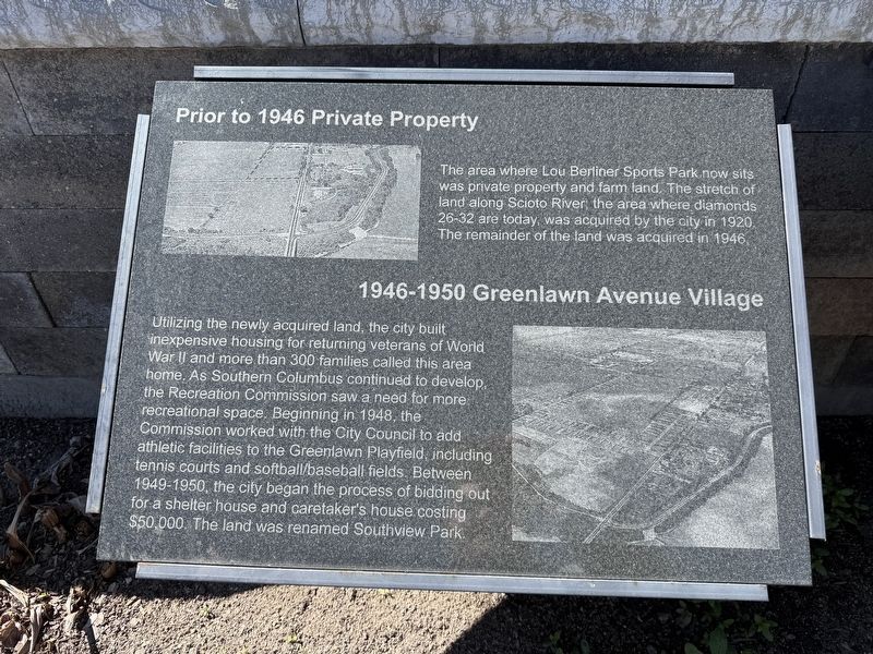 Prior to 1946 Private Property / 1946-1950 Greenlawn Avenue Village Marker. Click for full size. Prior to 1946 Private Property / 1946-1950 Greenlawn Avenue Village Marker image. Click for full size.