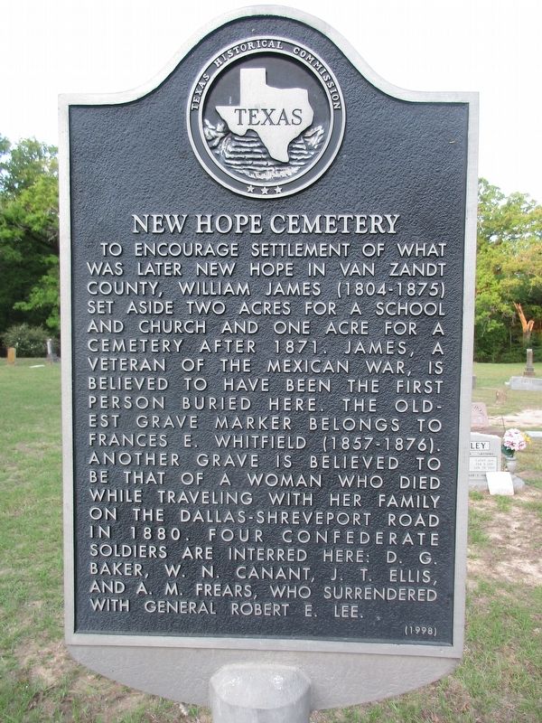 New Hope Cemetery Marker image. Click for full size.