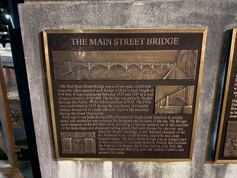 The Main Street Bridge Marker. Click for full size. The Main Street Bridge Marker image. Click for full size.