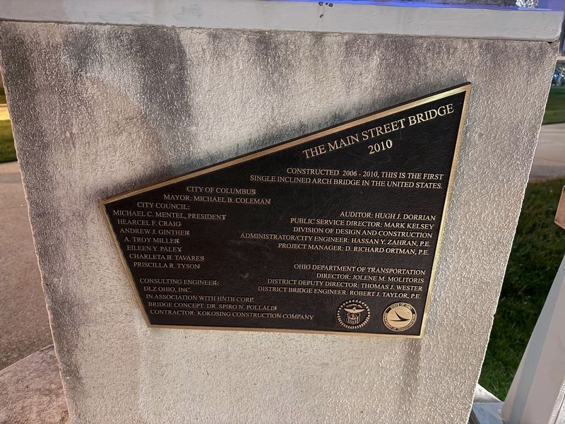 The Main Street Bridge Marker image. Click for full size.
