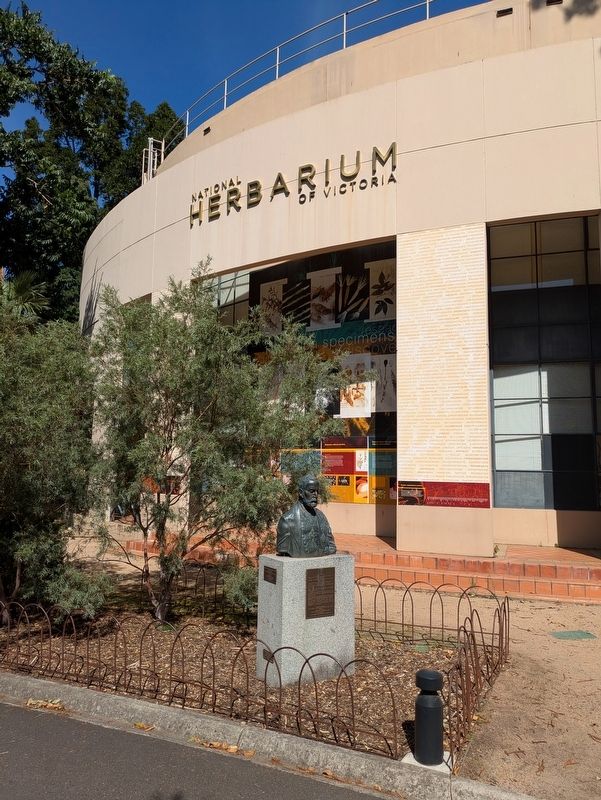 Marker in front of the National Herbarium of Victoria. Click for full size. Marker in front of the National Herbarium of Victoria image. Click for full size.