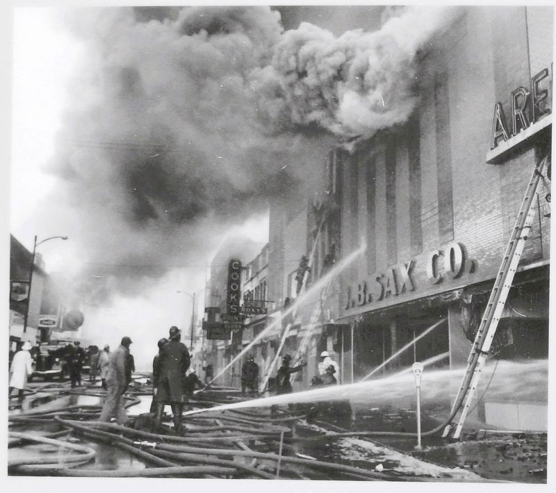 Marker detail: J. B. Sax Company Fire. Click for full size. Marker detail: J. B. Sax Company Fire image. Click for full size.