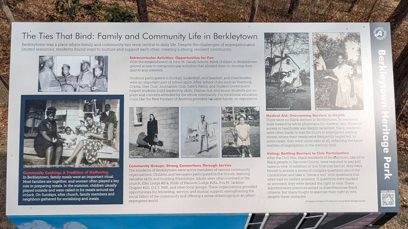 The Ties That Bind: Family and Community Life in Berkleytown Marker image. Click for full size.