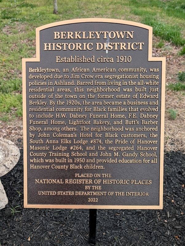 Berkleytown Historic Ditrict Marker image. Click for full size.