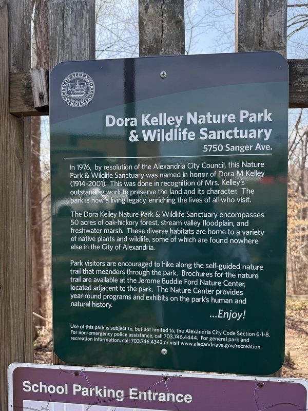 Dora Kelley Nature Park & Wildlife Sanctuary Marker image. Click for full size.