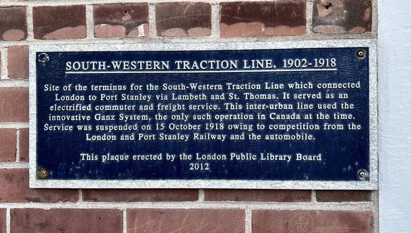 South-Western Traction Line, 1902-1918 Marker image. Click for full size.