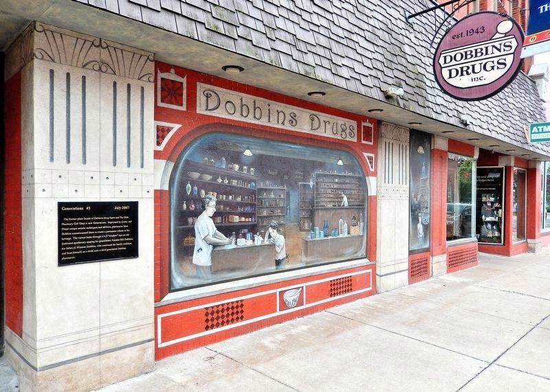 Dobbins Drug Store Marker & Mural. Click for full size. Dobbins Drug Store Marker & Mural image. Click for full size.