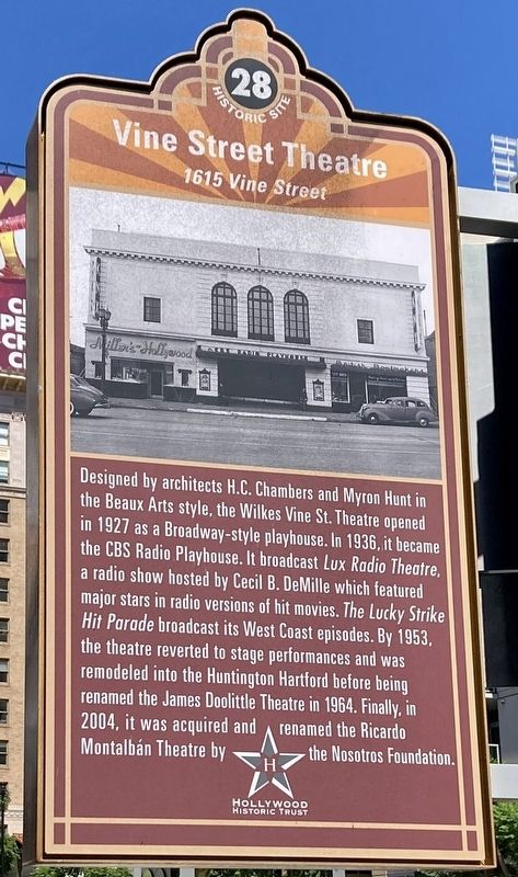 Vine Street Theatre Marker. Click for full size. Vine Street Theatre Marker image. Click for full size.