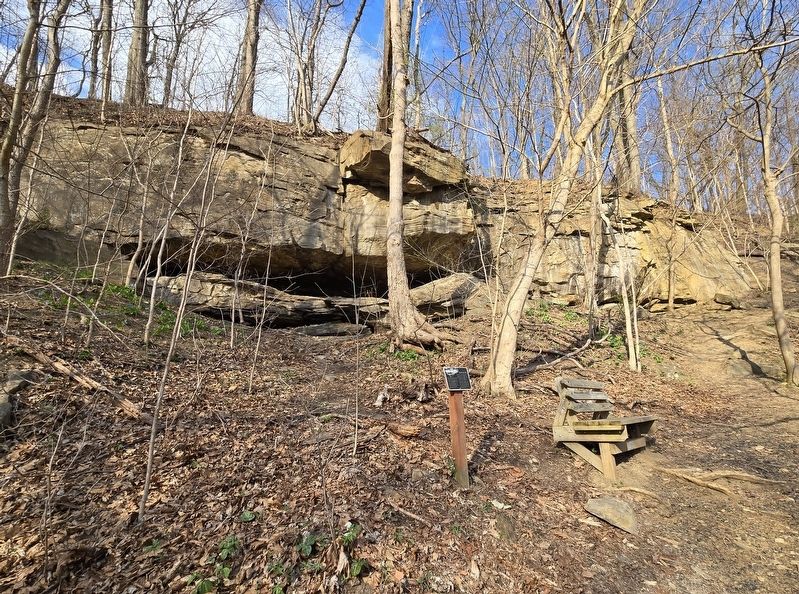 Sandstone Cliffs and Marker. Click for full size. Sandstone Cliffs and Marker image. Click for full size.