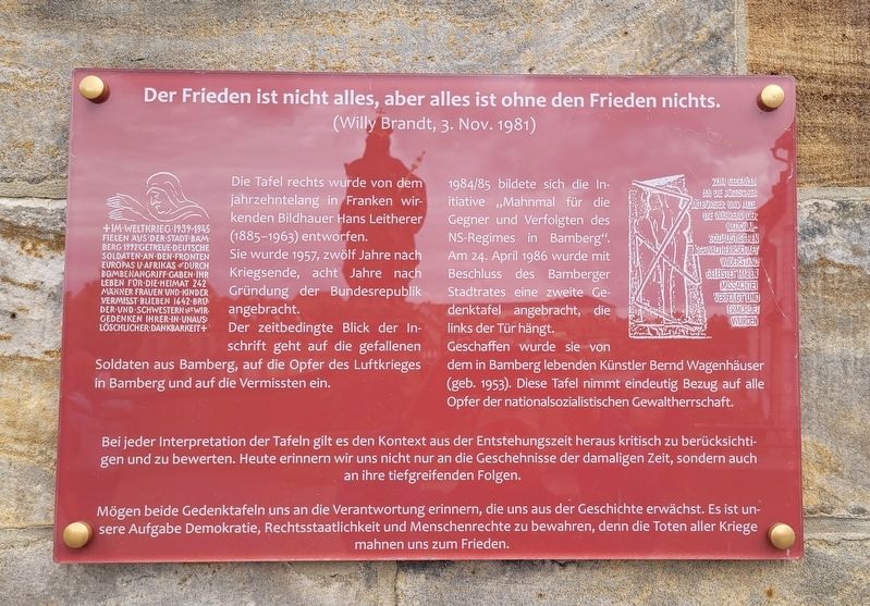 Der Frieden ist nicht alles, aber alles ist ohne den Frieden nichts. Marker. Click for full size. Der Frieden ist nicht alles, aber alles ist ohne den Frieden nichts. Marker image. Click for full size.