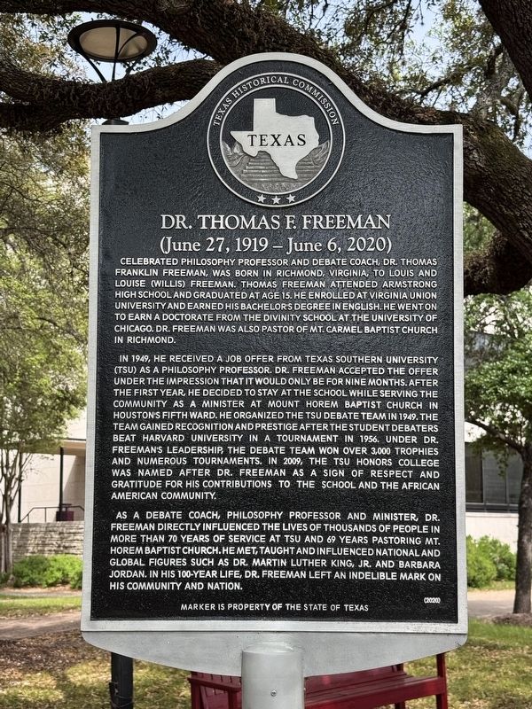 Dr. Thomas F. Freeman Marker image. Click for full size.