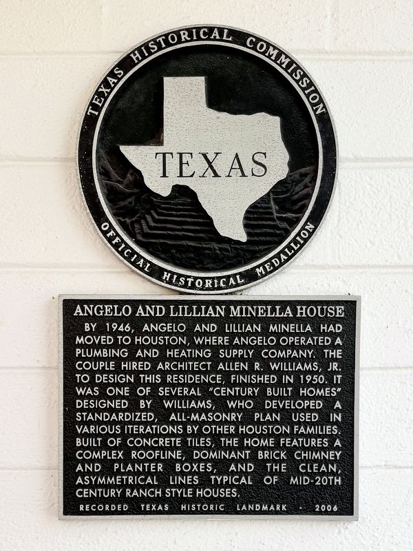 Angelo and Lillian Minella House Marker image. Click for full size.
