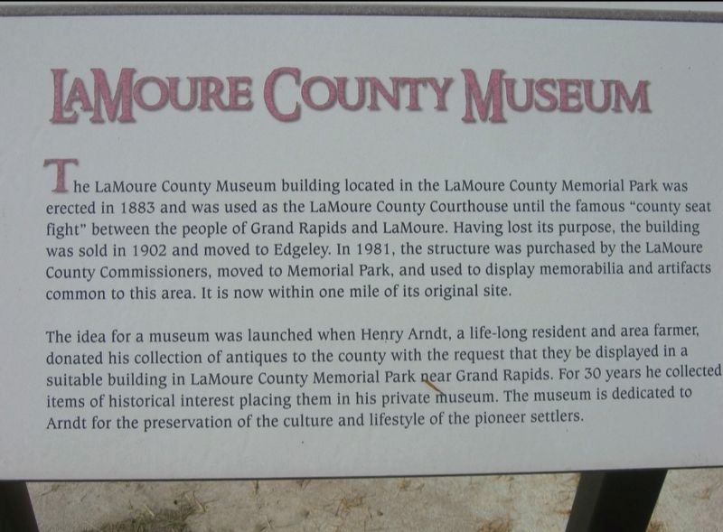 Lamoure County Museum Marker. Click for full size. Lamoure County Museum Marker image. Click for full size.