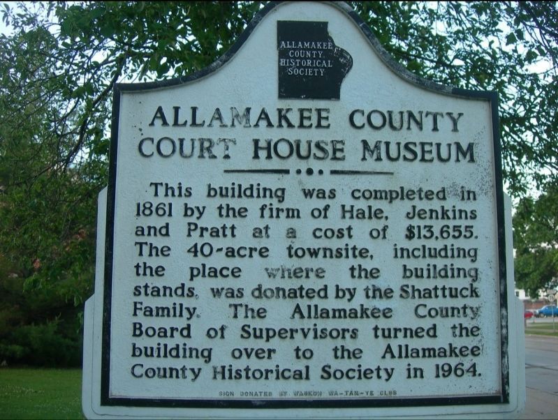 Allamakee County Court House Museum Marker. Click for full size. Allamakee County Court House Museum Marker image. Click for full size.