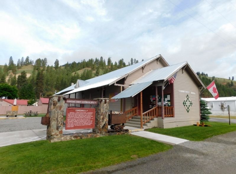 Conconully Marker and Community Hall. Click for full size. Conconully Marker and Community Hall image. Click for full size.