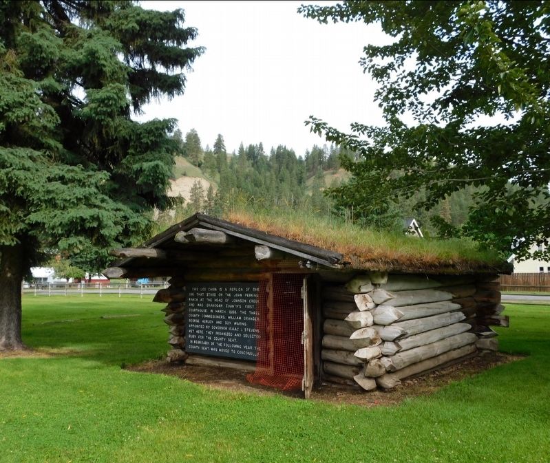 First Okanogan County Courthouse & Marker. Click for full size. First Okanogan County Courthouse & Marker image. Click for full size.