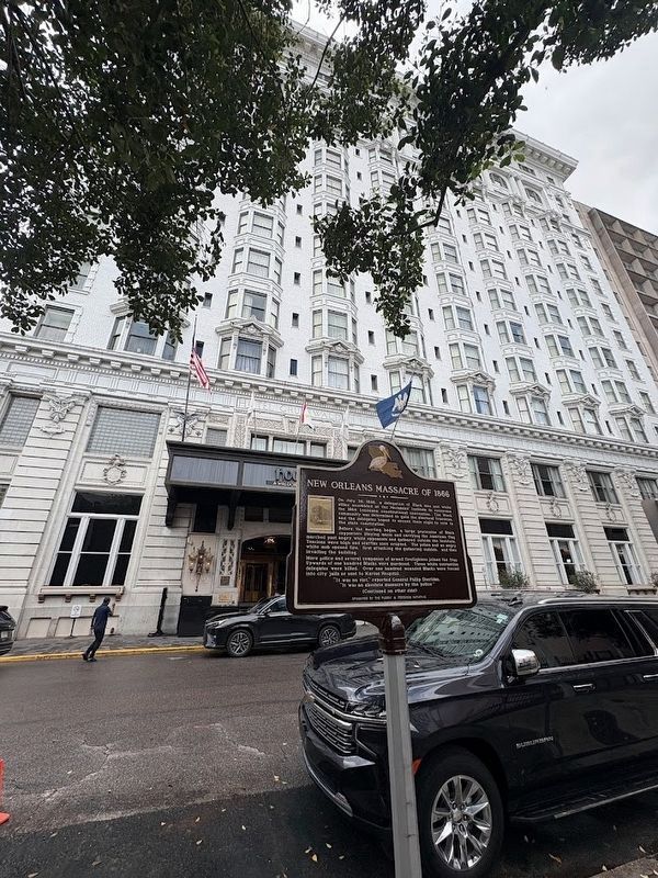 New Orleans Massacre Of 1866 Marker across from the Roosevelt Hotel. Click for full size. New Orleans Massacre Of 1866 Marker across from the Roosevelt Hotel image. Click for full size.