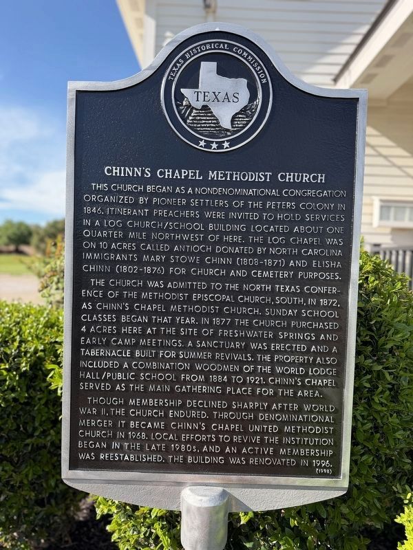 Chinn's Chapel Methodist Church Marker. Click for full size. Chinn's Chapel Methodist Church Marker image. Click for full size.