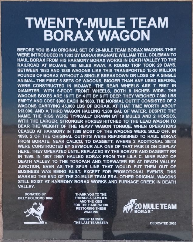 Twenty-Mule Team Borax Wagon Marker image. Click for full size.
