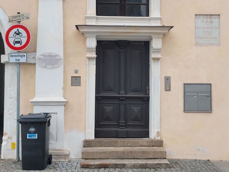 Staatliche Bibliothek Amberg Provinzialbibliothek / State Library Amberg – Provincial Library Marker. Click for full size. Staatliche Bibliothek Amberg Provinzialbibliothek / State Library Amberg – Provincial Library Marker image. Click for full size.
