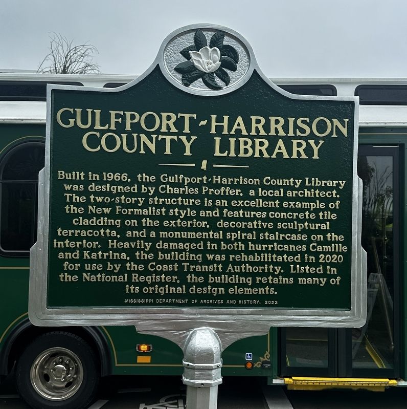 Gulfport - Harrison County Library Marker. Click for full size. Gulfport - Harrison County Library Marker image. Click for full size.