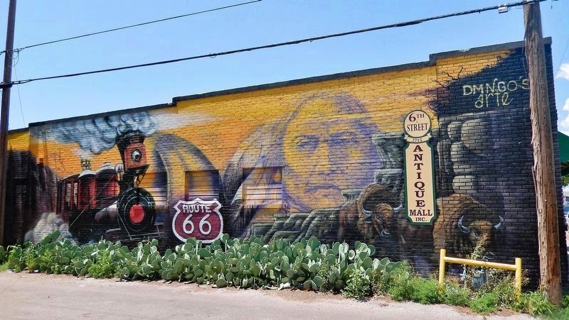 Route 66 mural spanning east side of Bussey Building image. Click for full size.
