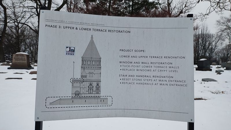 President James A. Garfield Memorial Restoration Marker. Click for full size. President James A. Garfield Memorial Restoration Marker image. Click for full size.