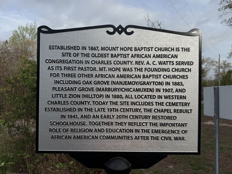Mount Hope Church Marker. Click for full size. Mount Hope Church Marker image. Click for full size.