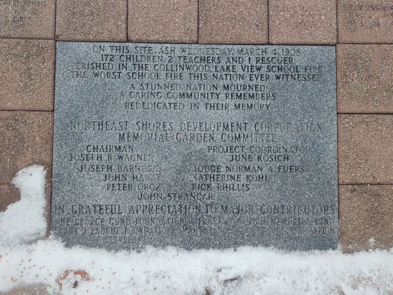 Collinwood, Lake View School Fire Marker image. Click for full size.