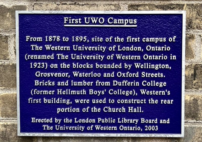 First UWO Campus Marker. Click for full size. First UWO Campus Marker image. Click for full size.