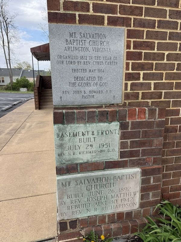 Mt. Salvation Baptist Church Marker with two additional plaques below. Click for full size. Mt. Salvation Baptist Church Marker with two additional plaques below image. Click for full size.