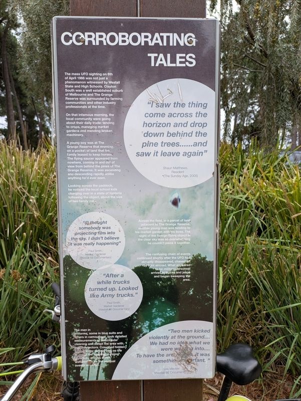 Left Panel of the Flying Saucer Sighting Marker. Click for full size. Left Panel of the Flying Saucer Sighting Marker image. Click for full size.