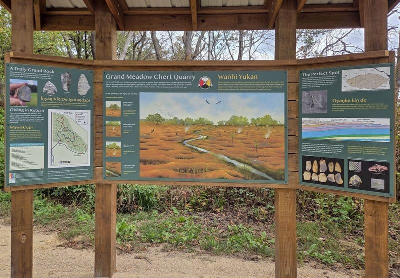 The Perfect Spot Marker (right) on the Grand Meadow Chert Quarry entrance kiosk image. Click for full size.