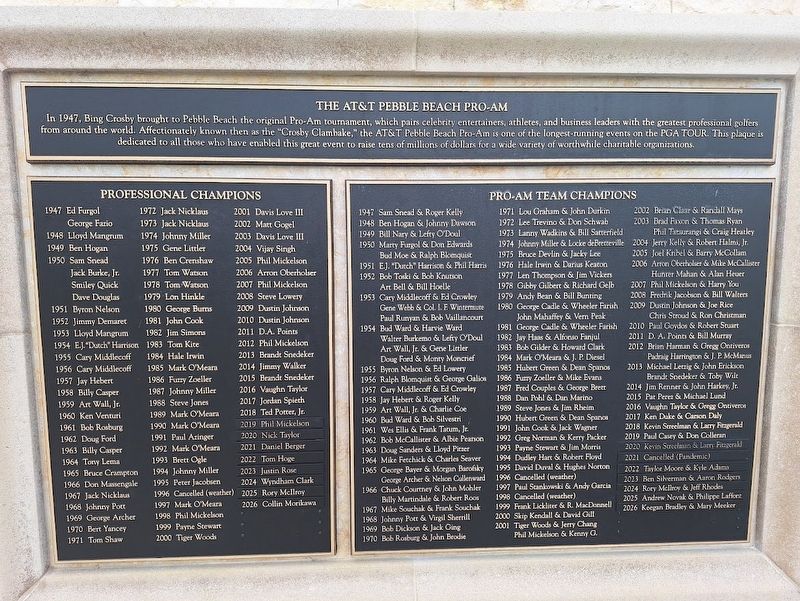 The AT&T Pebble Beach Pro-Am Marker. Click for full size. The AT&T Pebble Beach Pro-Am Marker image. Click for full size.