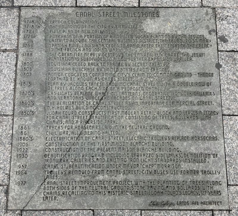 Canal Street Milestones Marker image. Click for full size.